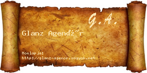 Glanz Agenór névjegykártya